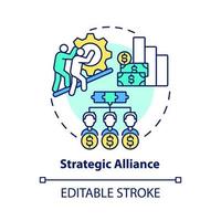 Strategic alliance concept icon. External expansion abstract idea thin line illustration. Companies cooperation and partnership. Joint project. Vector isolated outline color drawing. Editable stroke