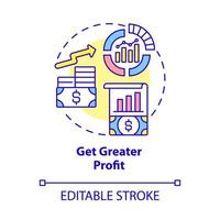 Get greater profit concept icon. Importance of business expansion abstract idea thin line illustration. Increase turnover and income of company. Vector isolated outline color drawing. Editable stroke