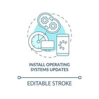 Operating system updates installation concept icon. Regular devices software updating abstract idea thin line illustration. Personal safety. Vector isolated outline color drawing. Editable stroke