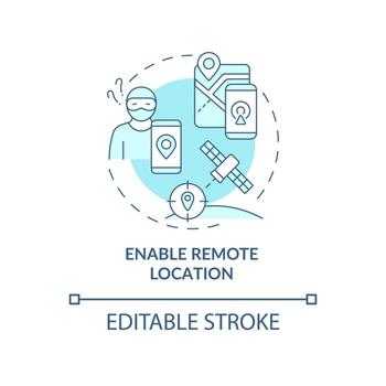 Remote location enabling concept icon. Tracking device and wipe private information abstract idea thin line illustration. Protecting privacy. Vector isolated outline color drawing. Editable stroke