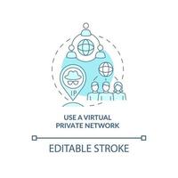 Virtual private network protecting user data concept icon. Online privacy with VPN abstract idea thin line illustration. Internet safety. Vector isolated outline color drawing. Editable stroke