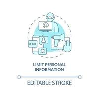 Private data limitation concept icon. Protecting privacy online abstract idea thin line illustration. Keeping data save in internet. Vector isolated outline color drawing. Editable stroke