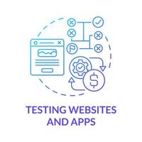 Testing websites and apps blue gradient concept icon. Making money online approach abstract idea thin line illustration. Products and services test. Vector isolated outline color drawing