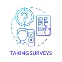 Taking surveys blue gradient concept icon. Making money online approach abstract idea thin line illustration. Paid online surveys. Earning extra cash. Vector isolated outline color drawing