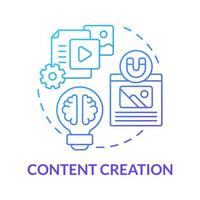 Content creation blue gradient concept icon. Online entrepreneur skill abstract idea thin line illustration. Generating topic ideas. Create educational material. Vector isolated outline color drawing