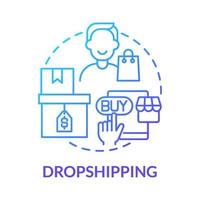 icono de concepto de degradado azul dropshipping. manera de hacer dinero en línea idea abstracta ilustración de línea delgada. modelo de negocio de bajo riesgo. entrega del producto al cliente. dibujo de color de contorno aislado vectorial vector