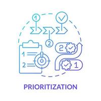 icono de concepto de degradado azul de priorización. ilustración de línea delgada de idea abstracta de habilidad de empresario en línea. proyectos de alta y baja prioridad. orden de prioridad. dibujo de color de contorno aislado vectorial vector