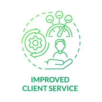 Improved client service green gradient concept icon. Online entrepreneurship abstract idea thin line illustration. E-commerce customers service. E-business. Vector isolated outline color drawing