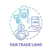 Fair trade laws blue gradient concept icon. Online entrepreneurship risk abstract idea thin line illustration. Building equal partnerships. Establishing standard. Vector isolated outline color drawing