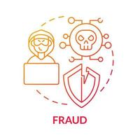 Fraud red gradient concept icon. Online entrepreneurship risk abstract idea thin line illustration. E-commerce fraud incidents. Preventing cyber attacks. Vector isolated outline color drawing