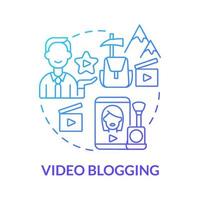 Video blogging blue gradient concept icon. Way to make money online abstract idea thin line illustration. Blogging format. Content creation process. Vector isolated outline color drawing