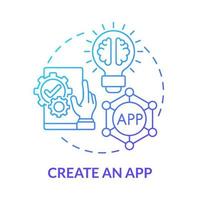 Create app blue gradient concept icon. Making money online method abstract idea thin line illustration. Become software developer. Mobile app development. Vector isolated outline color drawing