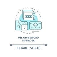 Password manager for information safety concept icon. Generating complex passwords for information safety abstract idea thin line illustration. Vector isolated outline color drawing. Editable stroke