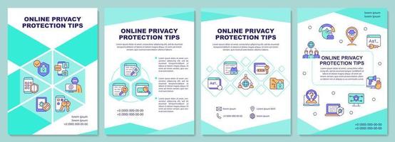 Online privacy protection tips brochure template. Flyer, booklet, leaflet print, cover design with linear icons. Vector layouts for presentation, annual reports, advertisement pages