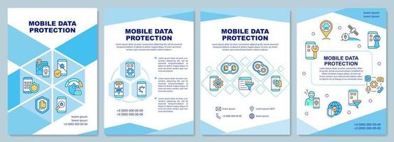 plantilla de folleto de consejos de protección de datos de dispositivos móviles. folleto, folleto, impresión de folleto, diseño de portada con iconos lineales. diseños vectoriales para presentaciones, informes anuales, páginas de publicidad vector