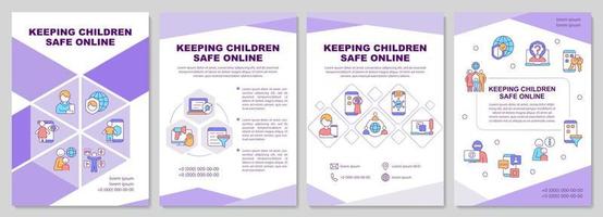 Children safety in internet tips brochure template. Flyer, booklet, leaflet print, cover design with linear icons. Vector layouts for presentation, annual reports, advertisement pages