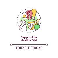 Support her healthy diet concept icon. Partner support during pregnancy abstract idea thin line illustration. Providing well-balanced diet. Vector isolated outline color drawing. Editable stroke