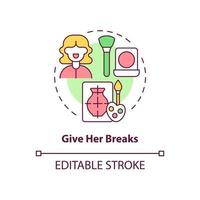 Give her breaks concept icon. Partner support during pregnancy abstract idea thin line illustration. Recovery from delivery. Provide break time. Vector isolated outline color drawing. Editable stroke