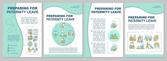 Offering paternity leave brochure template. Bonding with newborn. Flyer, booklet, leaflet print, cover design with linear icons. Vector layouts for presentation, annual reports, advertisement pages