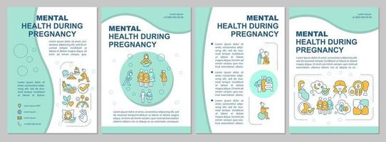 Mental wellbeing during pregnancy brochure template. Moms community. Flyer, booklet, leaflet print, cover design with linear icons. Vector layouts for presentation, annual reports, advertisement pages