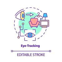 Eye-tracking concept icon. Gaze point tracker. Visual attention analysis tool. Eye movement measurement abstract idea thin line illustration. Vector isolated outline color drawing. Editable stroke