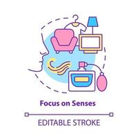 Focus on senses concept icon. Appeal to customer olfactory sense. Sensory branding. Scent marketing abstract idea thin line illustration. Vector isolated outline color drawing. Editable stroke