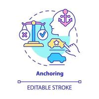 Anchoring concept icon. Primary information influencing decision. Customer preference. Cognitive bias abstract idea thin line illustration. Vector isolated outline color drawing. Editable stroke