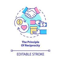 The principle of reciprocity concept icon. Receive and offer gift. Mutual benefit. Paying back abstract idea thin line illustration. Vector isolated outline color drawing. Editable stroke