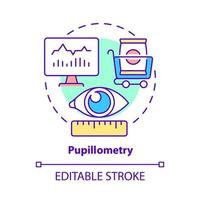 Pupillometry concept icon. Visual activity tracking. Eye reaction analysis. Pupil dilation measurement abstract idea thin line illustration. Vector isolated outline color drawing. Editable stroke