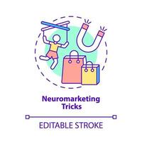Neuromarketing tricks concept icon. Consumer attention appealing product. Customer behavior manipulation abstract idea thin line illustration. Vector isolated outline color drawing. Editable stroke