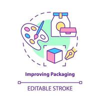 Improving packaging concept icon. Renovate visual appearance. Switch color. Change product design abstract idea thin line illustration. Vector isolated outline color drawing. Editable stroke