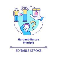 Hurt-and-rescue principle concept icon. Determine problem and offer solution. Emotion based selling trick abstract idea thin line illustration. Vector isolated outline color drawing. Editable stroke