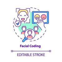 Facial coding concept icon. Customer emotional response detection. Face expression analysis abstract idea thin line illustration. Vector isolated outline color drawing. Editable stroke