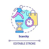 Scarcity concept icon. Product available for limited time. Short supply. Customers fear of missing product abstract idea thin line illustration. Vector isolated outline color drawing. Editable stroke