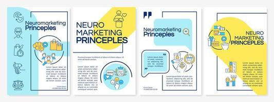 plantilla de folleto de reglas de neuromarketing. investigación del comportamiento del cliente. folleto, folleto, impresión de folleto, diseño de portada con iconos lineales. diseños vectoriales para presentaciones, informes anuales, páginas de publicidad vector