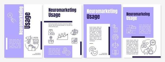 Neuromarketing utilization brochure template. Sales optimization. Flyer, booklet, leaflet print, cover design with linear icons. Vector layouts for presentation, annual reports, advertisement pages