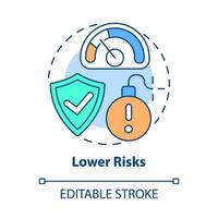 Lower risks concept icon. Internal growth abstract idea thin line illustration. Business expansion. Reduce threats possibility. Vector isolated outline color drawing. Editable stroke