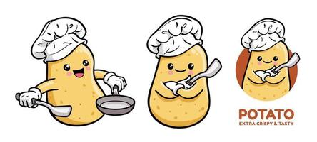 Cute Potato Chef Cartoon Character