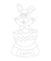 Easter bunny rabbit cartoon character In black and white outline.  Easter Rabbit for coloring page, Cute little rabbit coloring beautiful holiday gifts with bright and colorful paints and an art vector