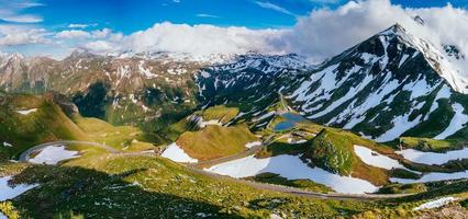 Mountain peaks covered with snow photo