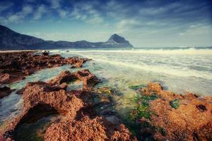 Scenic rocky coastline Cape Milazzo. Sicily, Italy photo