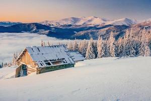 chalet in the mountains. Beauty world. Carpathians Ukraine Europe. photo