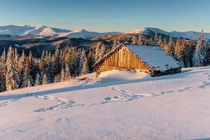 chalet in the mountains. Beauty world. Carpathians Ukraine Europe. photo