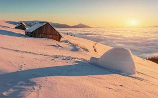 yurt and chalets in the mountains in the west photo