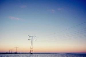 power lines. Beauty world. Fantastic sunset. Ukraine Europe. photo