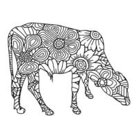 Mandala Cow coloring page vector