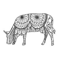 Mandala Cow coloring page vector