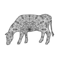 Mandala Cow coloring page vector