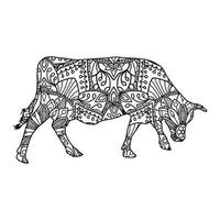 Mandala Cow coloring page vector