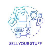 Sell your stuff blue gradient concept icon. Making money online method abstract idea thin line illustration. Second-hand clothing auction. Ecommerce platform. Vector isolated outline color drawing